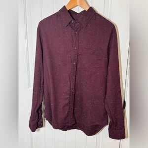 Club Monaco Burgundy Speckled Button-Down Shirt